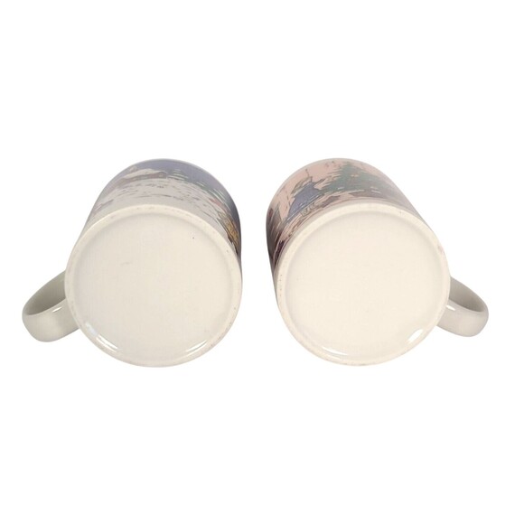 Vintage Christmas Coffee Mug Classic Victorian Santa Claus Winter Scene Set Of 2 - Picture 4 of 6